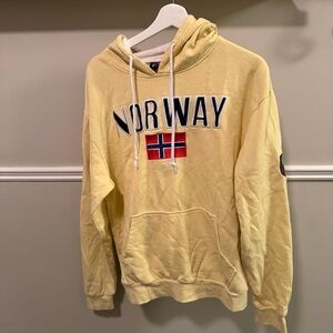 Scandinavian Explorer Norway Hoodie Yellow Embroidered Flag Size L